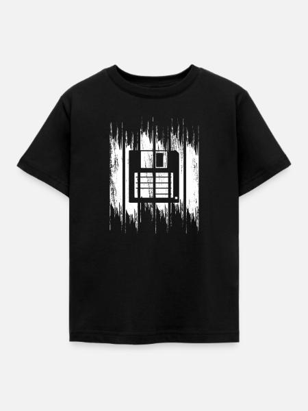 Diskette Zeichnung - Kinder T-Shirt - Schwarz