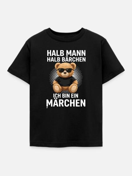 Halb Mann Halb Bärchen Märchenheld - Kinder T-Shirt - Schwarz