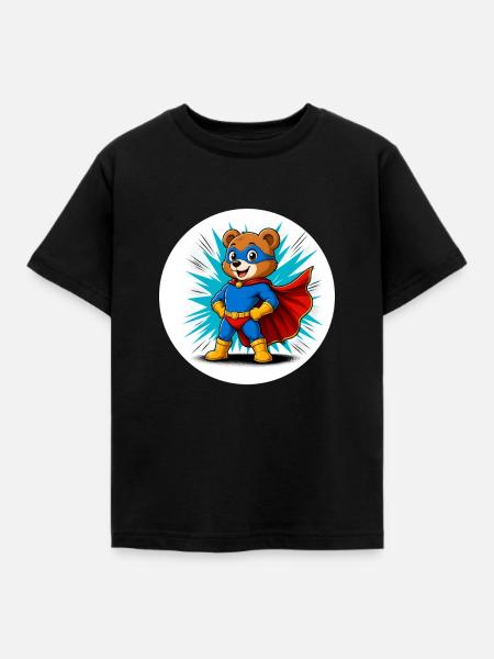 Superheld Bär Kids - Kinder T-Shirt - Schwarz