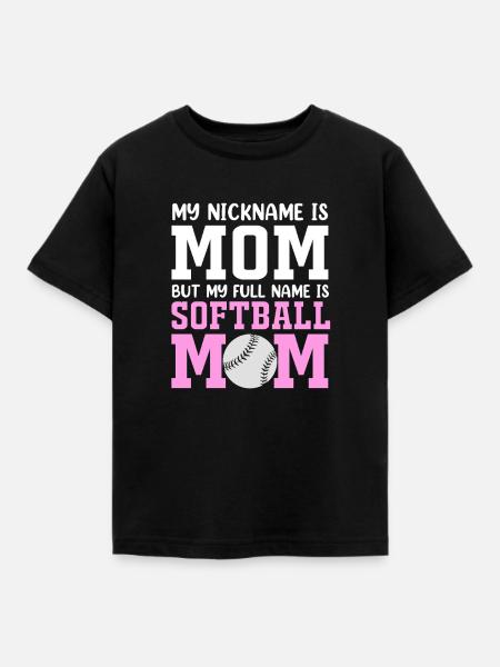 Softball Mutter Softball Mama - Kinder T-Shirt - Schwarz