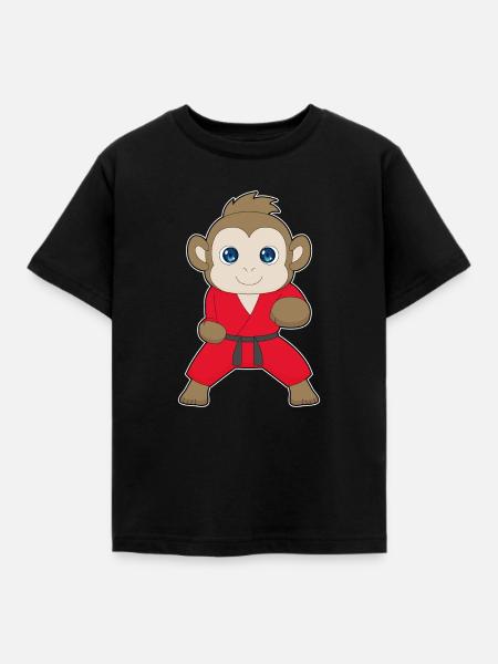 Affe Karate Kampfsport - Kinder T-Shirt - Schwarz