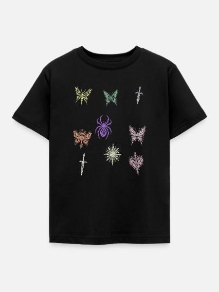 Pastellfalter Muster Kollektion - Kinder T-Shirt - Schwarz