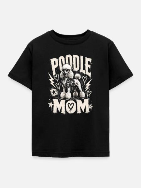 Pudel Mama Motiv mit Herz - Kinder T-Shirt - Schwarz