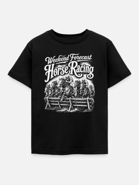 Wochenend Vorschau Pferderennen - Kinder T-Shirt - Schwarz