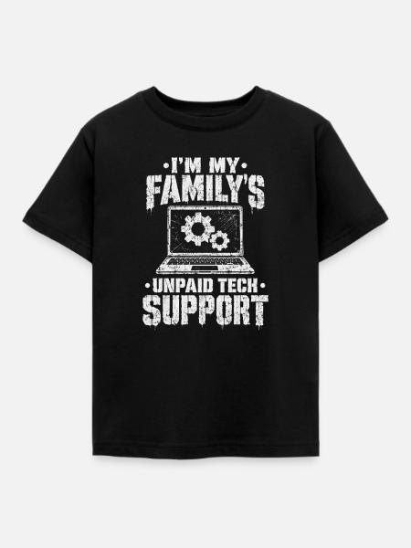 Familien Tech-Support Spruch - Kinder T-Shirt - Schwarz