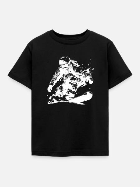 Snowboarder Zeichnung - Kinder T-Shirt - Schwarz