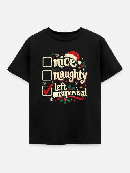 Brav oder Ungezogen unbeaufsichtigt - Kinder T-Shirt - Schwarz