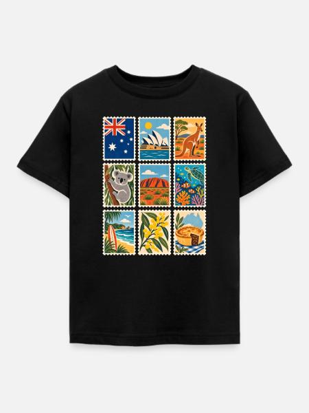 Australien Briefmarken - Kinder T-Shirt - Schwarz