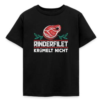 Rinderfilet krümelt nicht T-Shirt Grillen BBQ Gril - Kinder T-Shirt - Schwarz - Vorne - AI Model Kid Female (0cm)