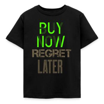 Shopping Humour Regret Minimaliste Géométrique Drôle S - T-shirt Enfant - noir - Devant - AI Model Kid Female (0cm)