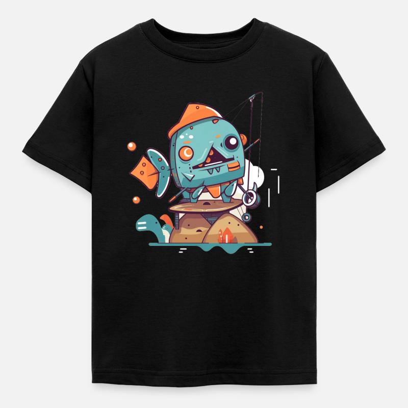 Robot pécheur - T-shirt Enfant - noir