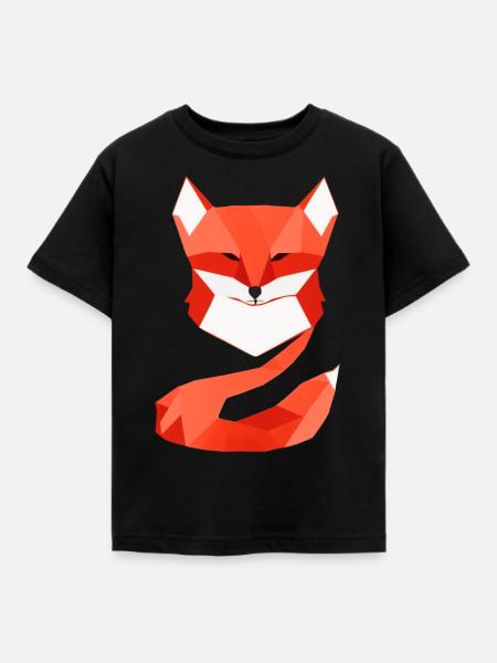 Polygon-Fuchs Geometrisch - Kinder T-Shirt - Schwarz