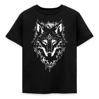 Wolf Wildtier Tier Wald Natur wandern Wildnis - Kinder T-Shirt - Schwarz - Vorne - AI Model Kid Female (0cm)