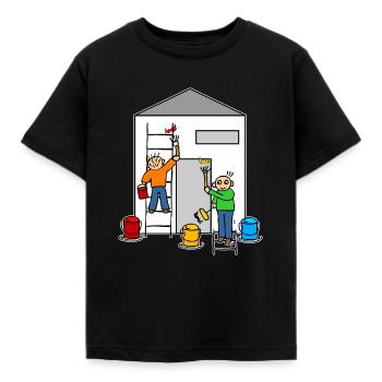 Painter or house painter paint a house - Kids' T-Shirt - black - Front - AI Model Kid Female (0cm)
