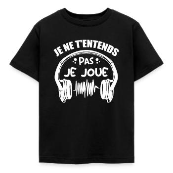 Je Ne T'entends Pas Je Joue - T-shirt Enfant - noir - Devant - AI Model Kid Female (0cm)