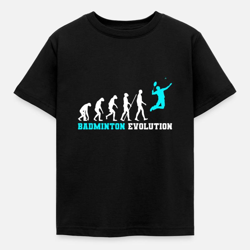 Badminton Evolution - Kinder T-Shirt - Schwarz