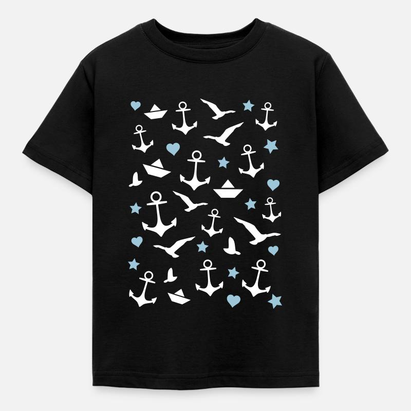 Anchor pattern Maritim - Kids' T-Shirt - black