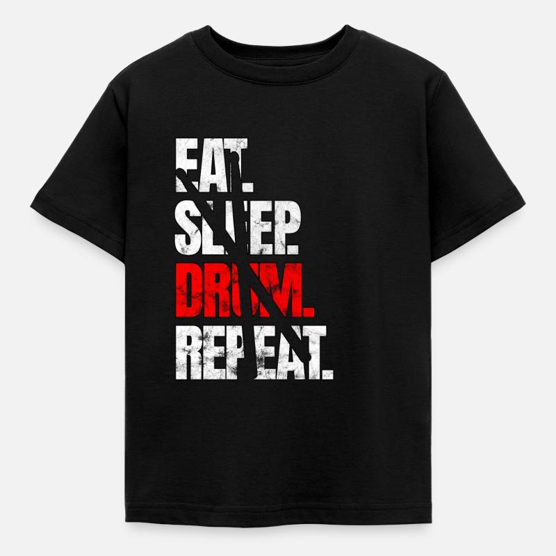 Schlagzeug - Kinder T-Shirt - Schwarz
