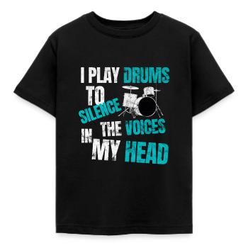 Drums - Kids' T-Shirt - black - Front - AI Model Kid Female (0cm)