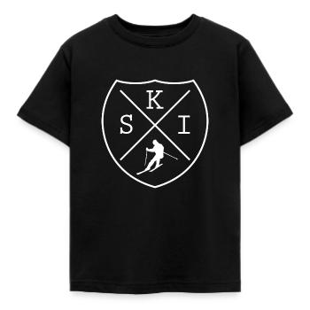Ski ski vacation ski slope winter vacation winter sports - Kids' T-Shirt - black - Front - AI Model Kid Female (0cm)