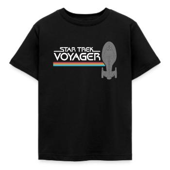 Star Trek Voyager Regenbogen Logo - Kinder T-Shirt - Schwarz - Vorne - AI Model Kid Female (0cm)