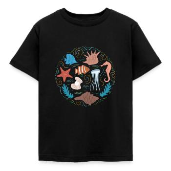 Animaux marins En eau profonde Poissons Mollusques Bivalves - T-shirt Enfant - noir - Devant - AI Model Kid Female (0cm)