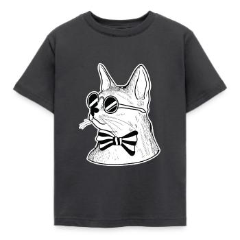 Chat avec noeud papillon et lunettes de soleil - T-shirt Enfant - charbon - Devant - AI Model Kid Female (0cm)