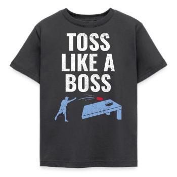 Cornhole Bean Bag Toss Outdoor Lawn Game Funny - Kids' T-Shirt - dark grey - Front - AI Model Kid Female (0cm)