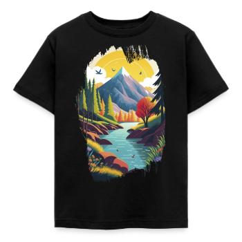 Mountain Calling 2 - Kids' T-Shirt - black - Front - AI Model Kid Female (0cm)