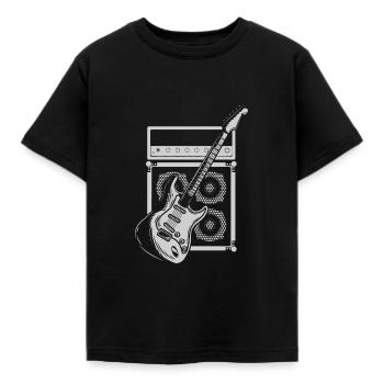 Verstärker und E Gitarre Spieler Gitarrist - Kinder T-Shirt - Schwarz - Vorne - AI Model Kid Female (0cm)