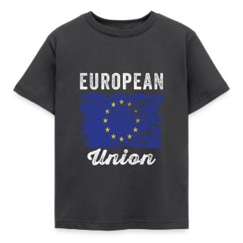 European Union Flag Distressed - Kids' T-Shirt - dark grey - Front - AI Model Kid Female (0cm)