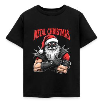 Noël du Père Noël Heavy Metal - T-shirt Enfant - noir - Devant - AI Model Kid Female (0cm)