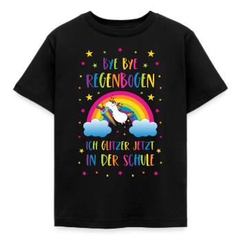 Einschulung Einhorn Bye Bye Regenbogen Schule - Kinder T-Shirt - Schwarz - Vorne - AI Model Kid Female (0cm)