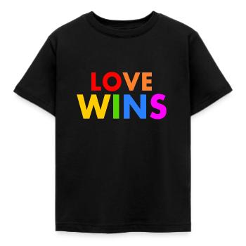 Love wins - Kids' T-Shirt - black - Front - AI Model Kid Female (0cm)