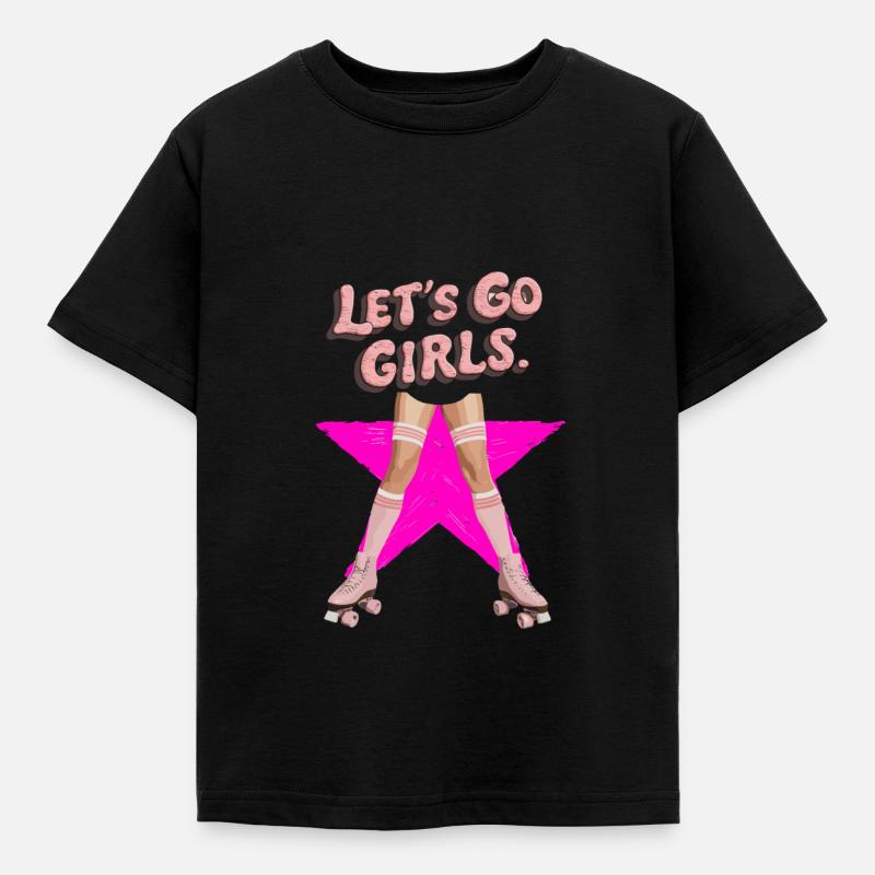 Coole Retro Rollschuhe 80er - Kinder T-Shirt - Schwarz
