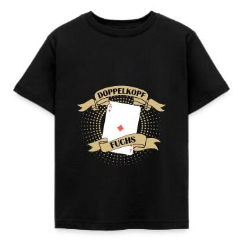 Doppelkopf Fuchs Kartenspiel - Kinder T-Shirt - Schwarz - Vorne - AI Model Kid Female (0cm)