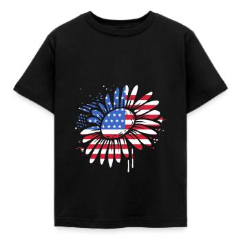Vierter Juli Nationalfarben Nationalfeiertag USA - Kinder T-Shirt - Schwarz - Vorne - AI Model Kid Female (0cm)