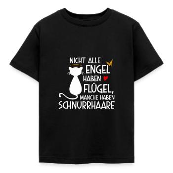schnurrhaare katzen katze kater kätzchen flügel - Kinder T-Shirt - Schwarz - Vorne - AI Model Kid Female (0cm)