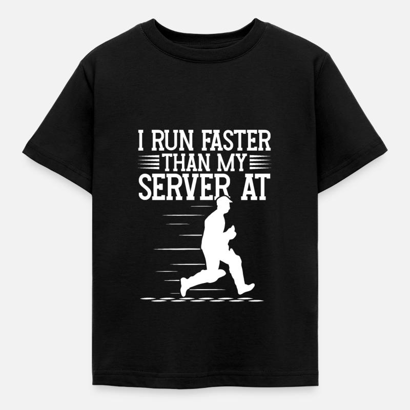 Ich Laufe Schneller Als Mein Server Bei - Kinder T-Shirt - Schwarz