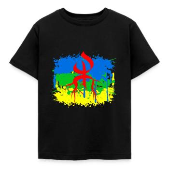 Amazigh-Flagge - Kinder T-Shirt - Schwarz - Vorne - AI Model Kid Female (0cm)
