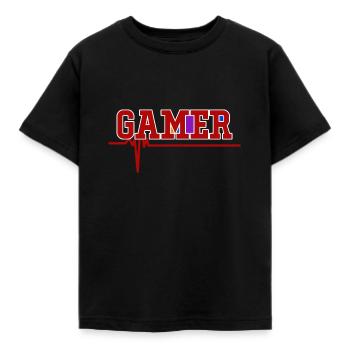 Gamer-Herzschlag-Spiel - Kinder T-Shirt - Schwarz - Vorne - AI Model Kid Female (0cm)