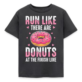 Lustiges Laufshirt Donut Motivation Joggen Sport - Kinder T-Shirt - Dunkelgrau - Vorne - AI Model Kid Female (0cm)