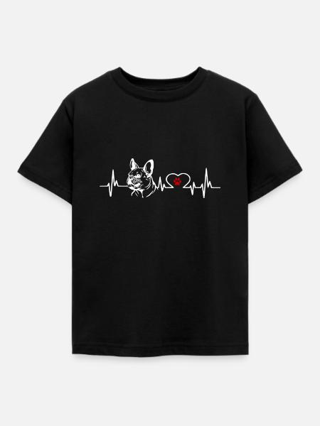 Heartbeat French bulldog dog dog friend - Kids' T-Shirt - black