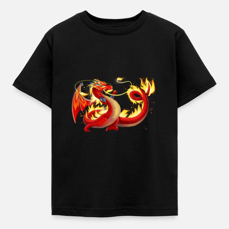 Magischer Feuer Drache - Drachen der Elemente - Kinder T-Shirt - Schwarz