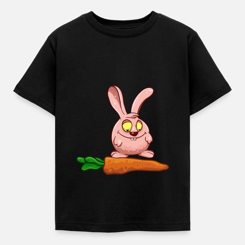 Hase mit Karotte - Kinder T-Shirt - Schwarz