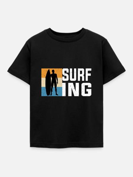 Surfing - Kinder T-Shirt - Schwarz