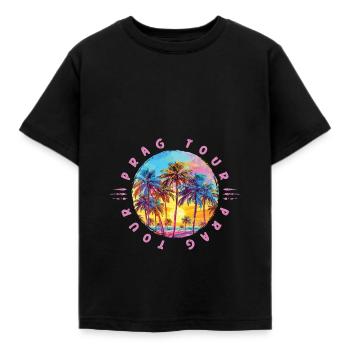 Prag Tour Palmen - Kinder T-Shirt - Schwarz - Vorne - AI Model Kid Female (0cm)