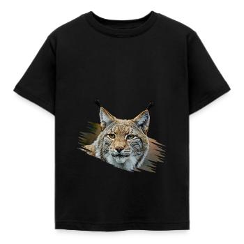 Luchs - Kinder T-Shirt - Schwarz - Vorne - AI Model Kid Female (0cm)