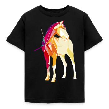 Pferd - Kinder T-Shirt - Schwarz - Vorne - AI Model Kid Female (0cm)