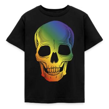 Crâne crâne Halloween coloré arc-en-ciel coloré - T-shirt Enfant - noir - Devant - AI Model Kid Female (0cm)